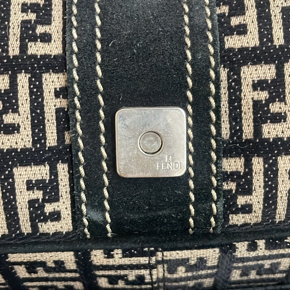 Fendi Semitracolla Piccola suede leather monogram shoulder bag purse AUTHENTIC - Picture 8 of 15